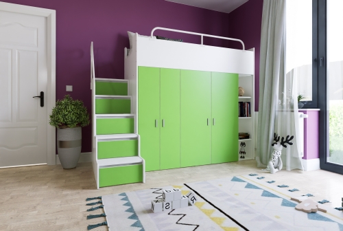 KIKI2 90x200 MAX ze schodkami  limonka mat (3).jpg