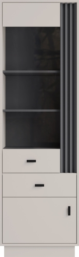 Regał ALLMO 3 z szufladami i lamelami 60 cm - kaszmir + antracyt
