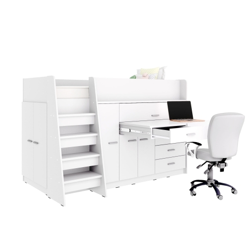 Łóżko piętrowe KIKI 1 z biurkiem i szafą 80x190 cm –   (mat / połysk - wiele wariantów kolorystycznych )